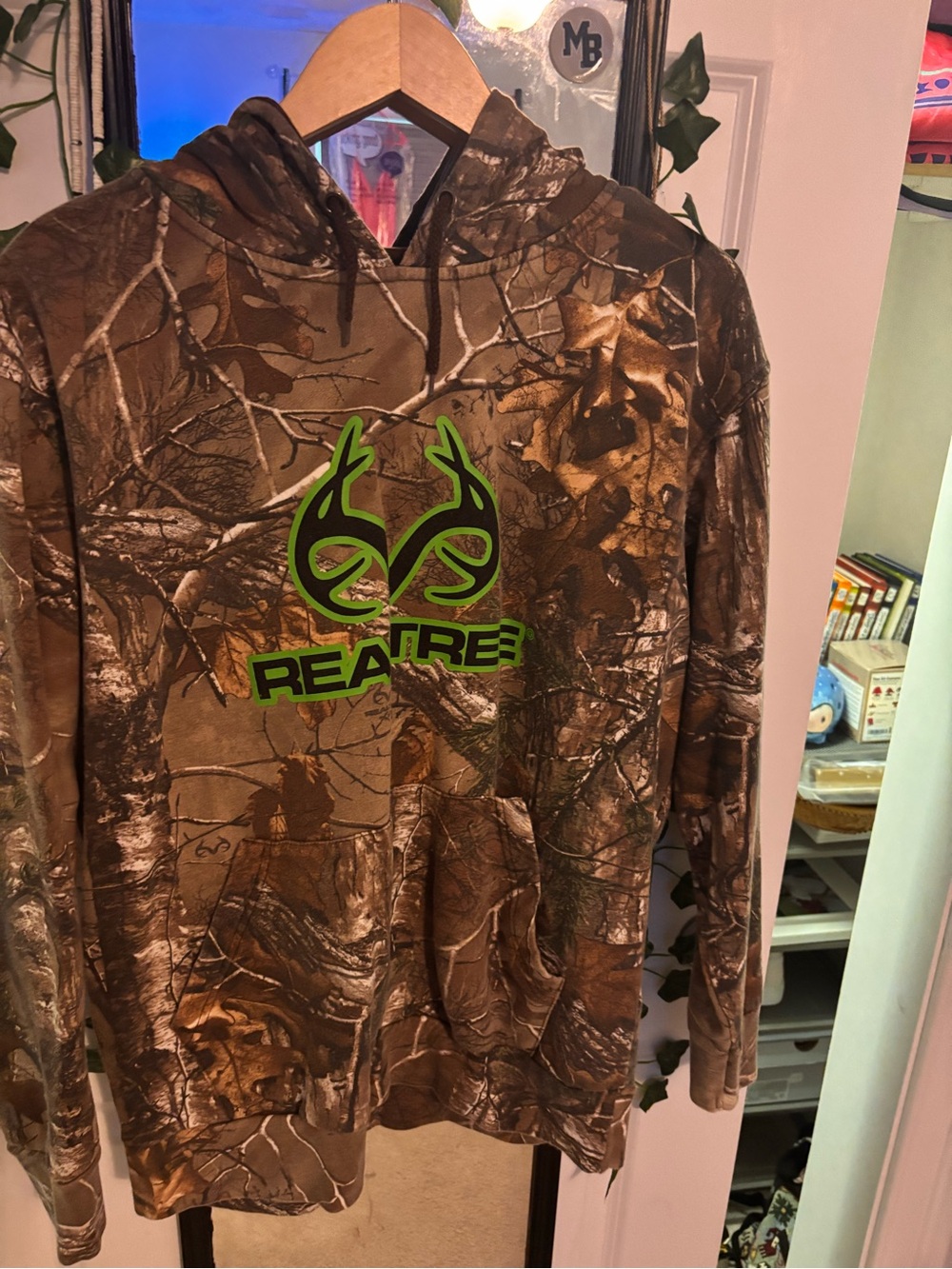 Realtree Brown Camo Hoodie with Bright Green Logo